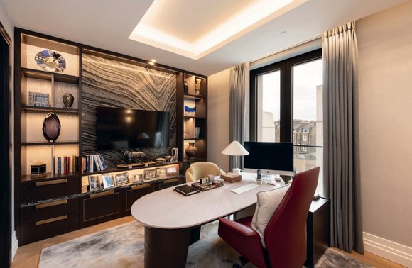 Study with built-in shelving
