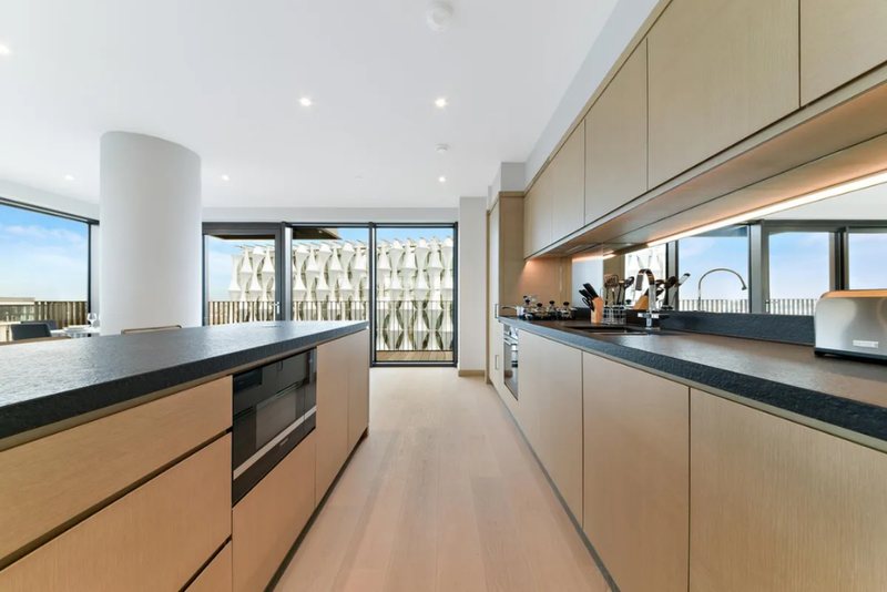 Kitchen with full-height windows