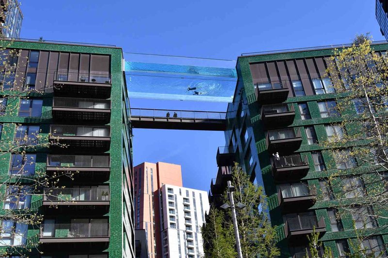Sky pool between two buildings
