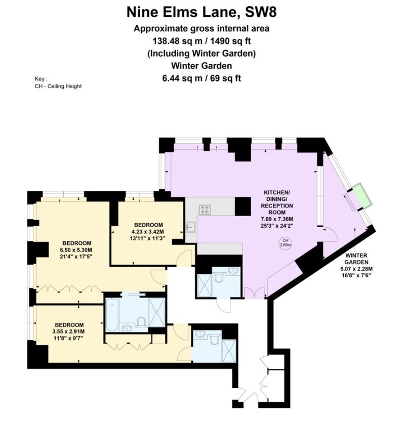 Floorplan: River Park Tower, approx. 1,490 sq ft