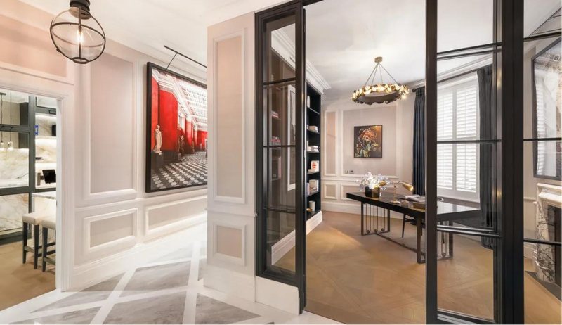 Hallway with glazed doors
