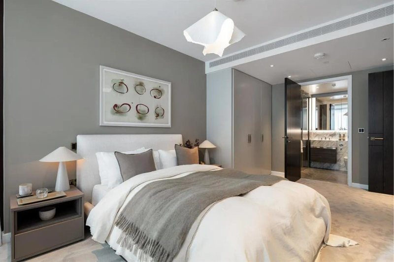 Bedroom with pendant light