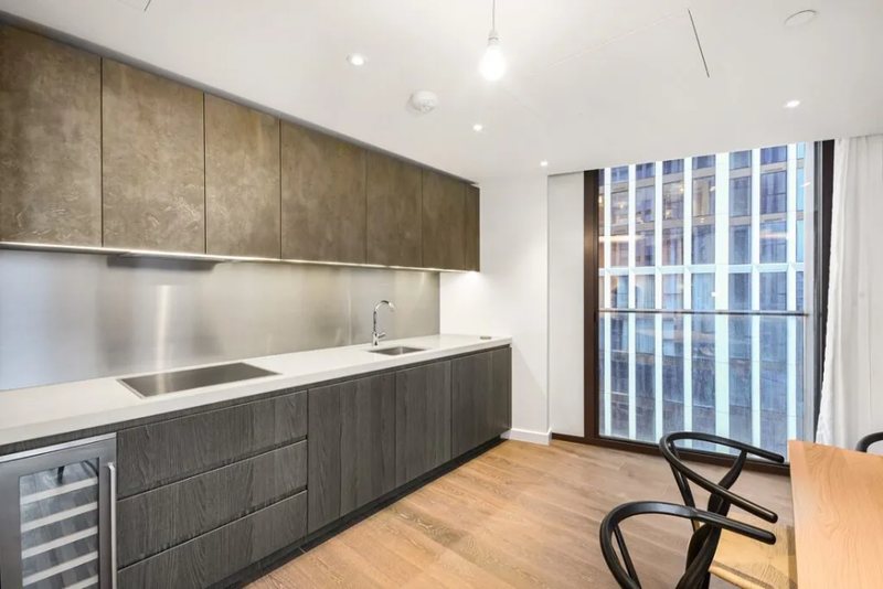 Kitchen with full-height windows