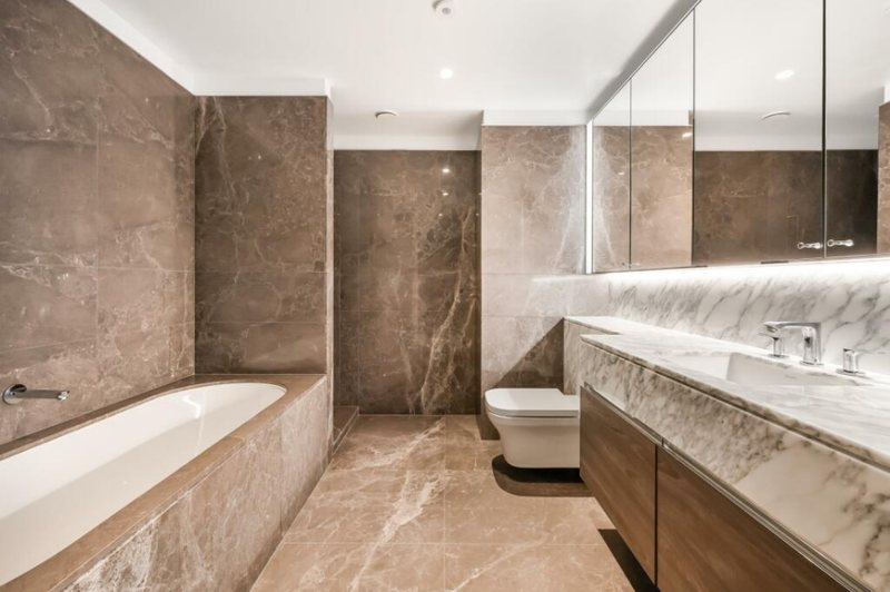 Marble bathroom with bath