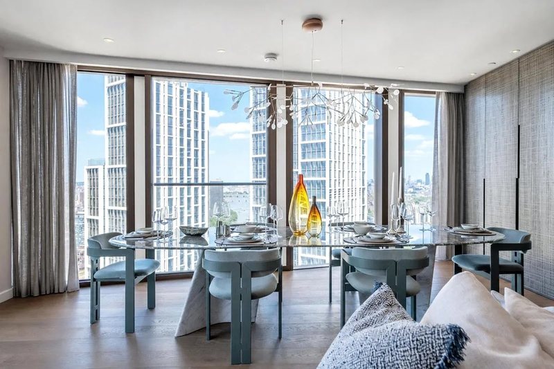 Dining area with floor-to-ceiling windows